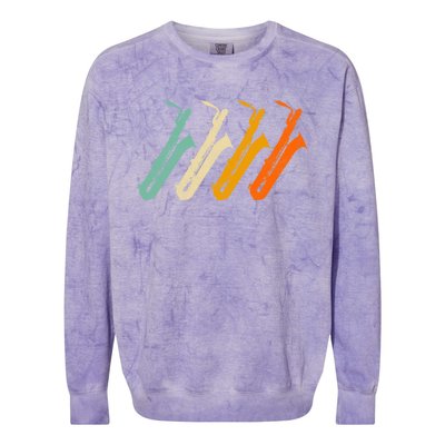 Retro Baritone Saxophone Gift For Bari Saxophonist Gift Colorblast Crewneck Sweatshirt