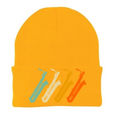 Retro Baritone Saxophone Gift For Bari Saxophonist Gift Knit Cap Winter Beanie