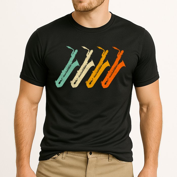 Retro Baritone Saxophone Gift For Bari Saxophonist Gift Cooling Performance Crew T-Shirt