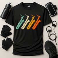 Retro Baritone Saxophone Gift For Bari Saxophonist Gift Cooling Performance Crew T-Shirt