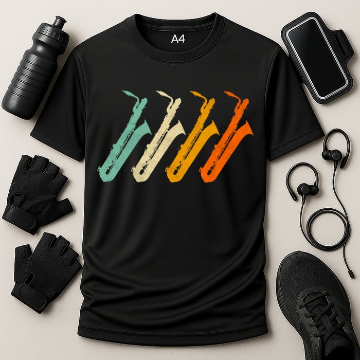 Retro Baritone Saxophone Gift For Bari Saxophonist Gift Cooling Performance Crew T-Shirt