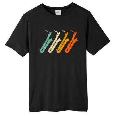 Retro Baritone Saxophone Gift For Bari Saxophonist Gift Tall Fusion ChromaSoft Performance T-Shirt