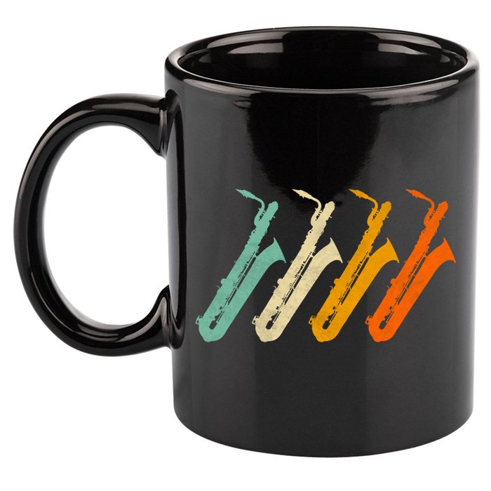 Retro Baritone Saxophone Gift For Bari Saxophonist Gift 11oz C Handle Ceramic Mug