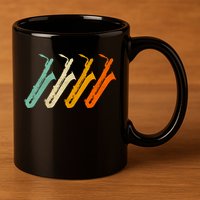 Retro Baritone Saxophone Gift For Bari Saxophonist Gift 11oz C Handle Ceramic Mug
