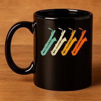 Retro Baritone Saxophone Gift For Bari Saxophonist Gift 11oz C Handle Ceramic Mug