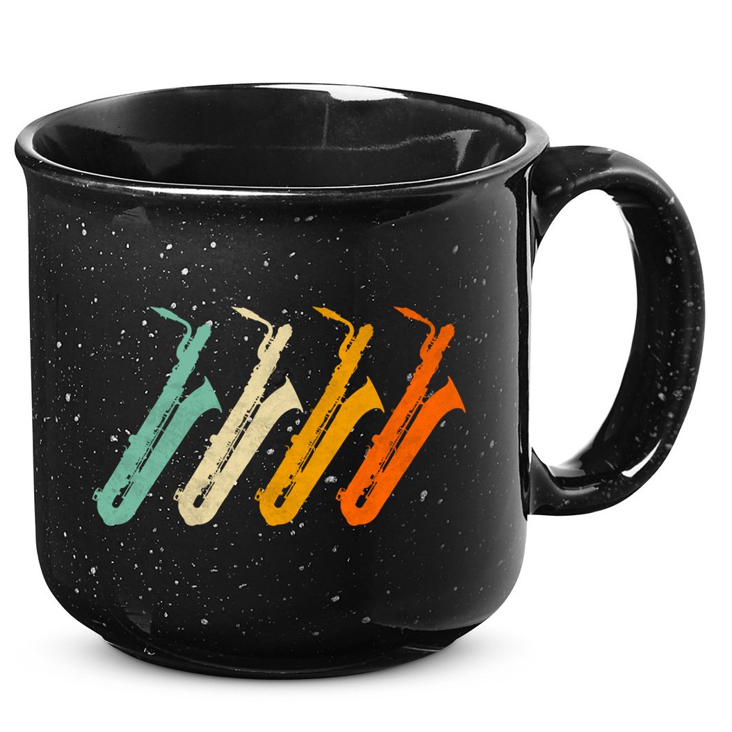 Retro Baritone Saxophone Gift For Bari Saxophonist Gift 15oz Campfire Ceramic Mug