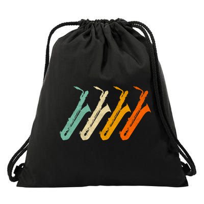Retro Baritone Saxophone Gift For Bari Saxophonist Gift Drawstring Bag