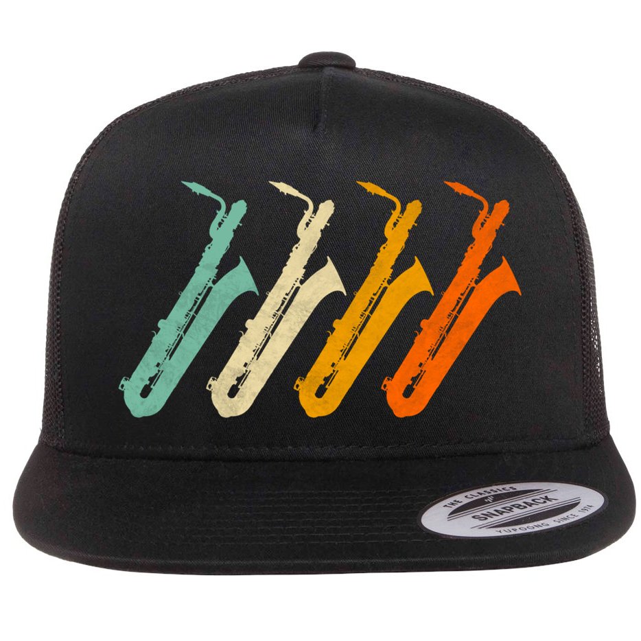 Retro Baritone Saxophone Gift For Bari Saxophonist Gift Flat Bill Trucker Hat