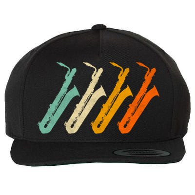 Retro Baritone Saxophone Gift For Bari Saxophonist Gift Wool Snapback Cap