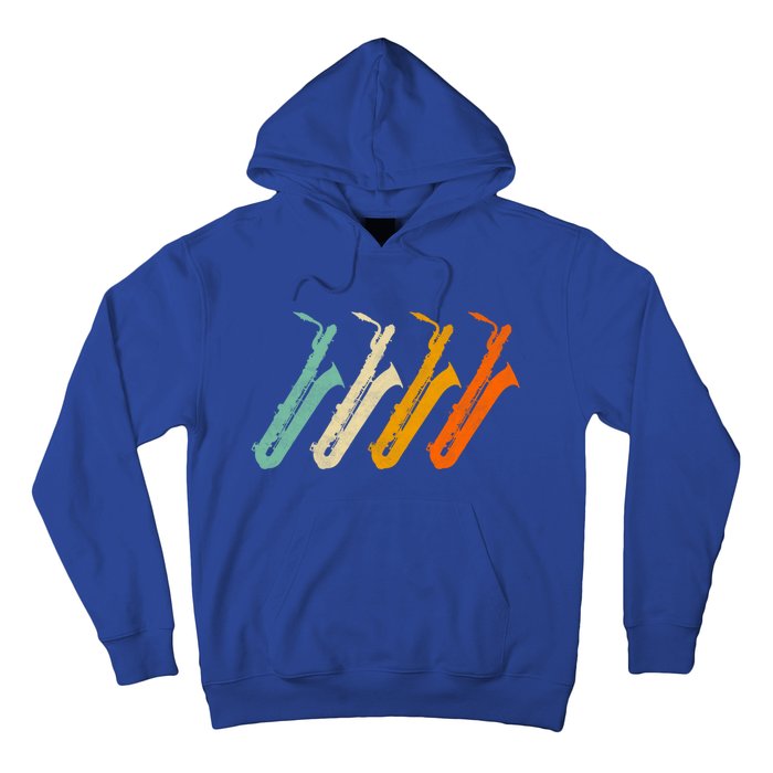 Retro Baritone Saxophone Gift For Bari Saxophonist Gift Hoodie