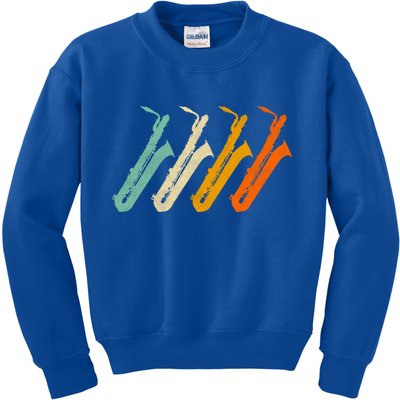 Retro Baritone Saxophone Gift For Bari Saxophonist Gift Kids Sweatshirt