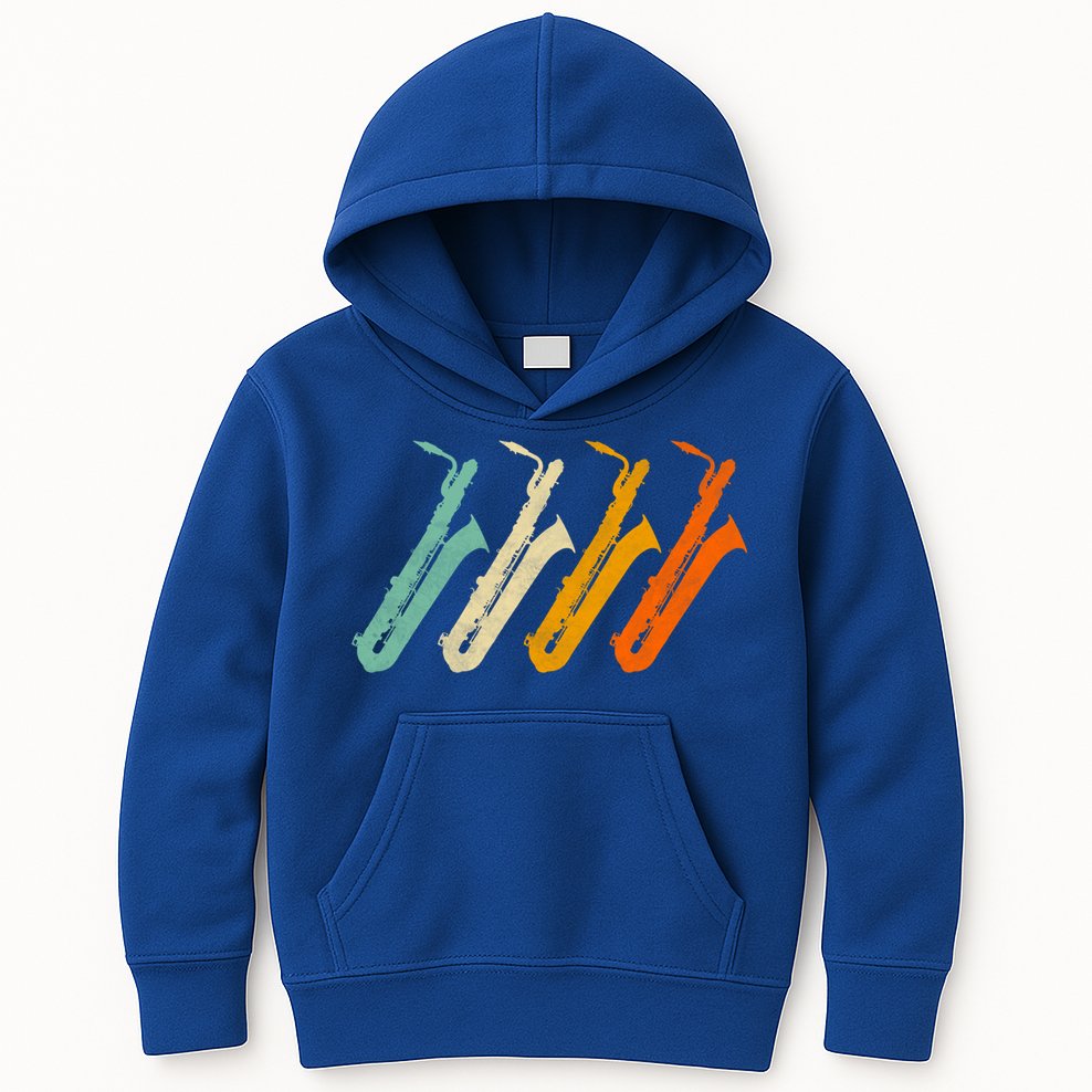 Retro Baritone Saxophone Gift For Bari Saxophonist Gift Kids Hoodie