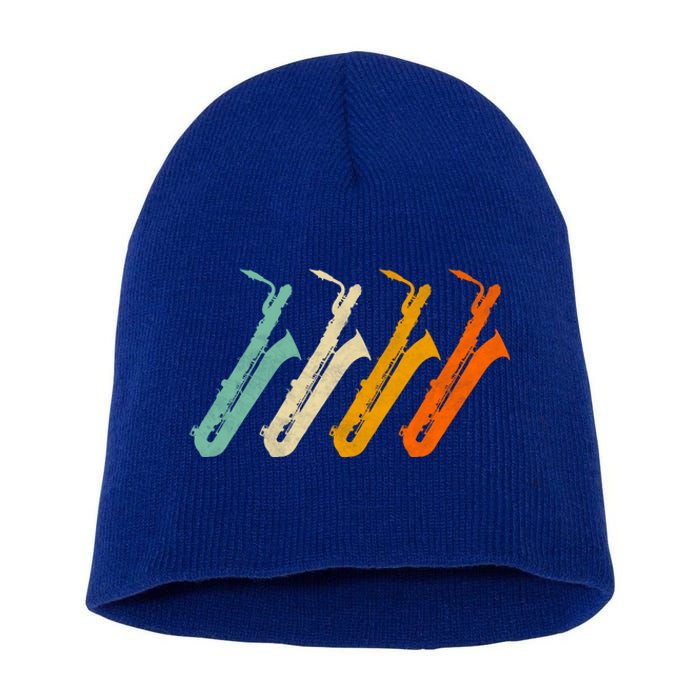 Retro Baritone Saxophone Gift For Bari Saxophonist Gift Short Acrylic Beanie