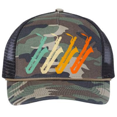 Retro Baritone Saxophone Gift For Bari Saxophonist Gift Retro Rope Trucker Hat Cap