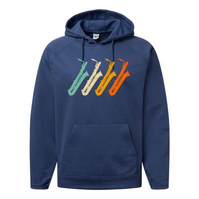 Retro Baritone Saxophone Gift For Bari Saxophonist Gift Performance Fleece Hoodie