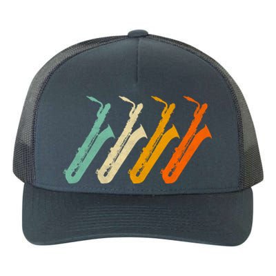 Retro Baritone Saxophone Gift For Bari Saxophonist Gift Yupoong Adult 5-Panel Trucker Hat