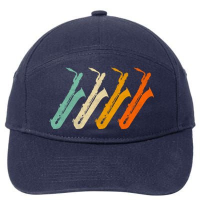 Retro Baritone Saxophone Gift For Bari Saxophonist Gift 7-Panel Snapback Hat