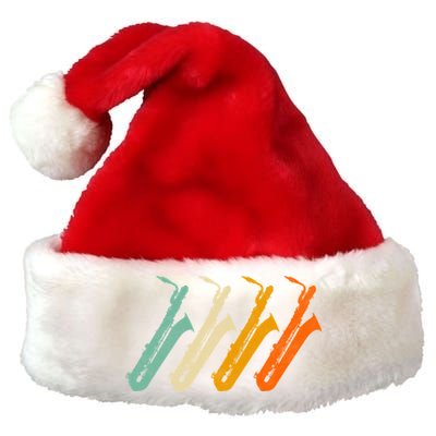 Retro Baritone Saxophone Gift For Bari Saxophonist Gift Premium Christmas Santa Hat