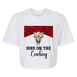 Retro Bull Skull Dibs On The Cowboy Western Country Cowboy Gift Bella+Canvas Jersey Crop Tee