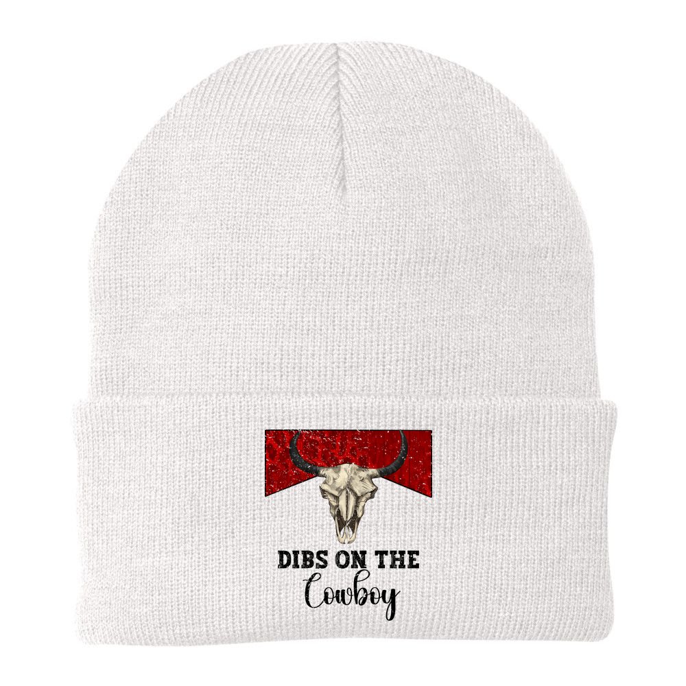 Retro Bull Skull Dibs On The Cowboy Western Country Cowboy Gift Beanie