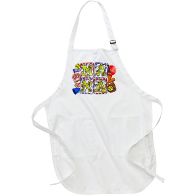 Retro Baseball Softball Mama Mom Life Mother’s Day Full-Length Apron With Pockets