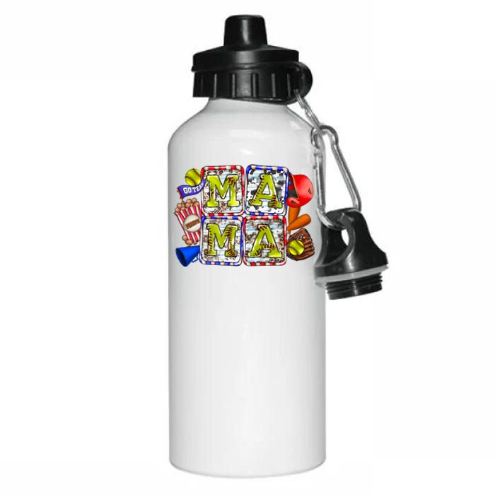 Retro Baseball Softball Mama Mom Life Mother’s Day Aluminum Water Bottle