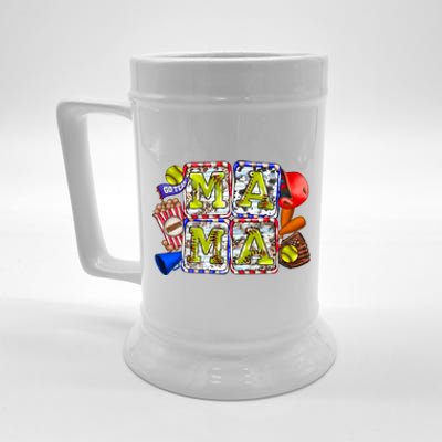 Retro Baseball Softball Mama Mom Life Mother’s Day Beer Stein