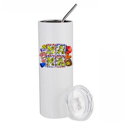 Retro Baseball Softball Mama Mom Life Mother’s Day Stainless Steel Tumbler