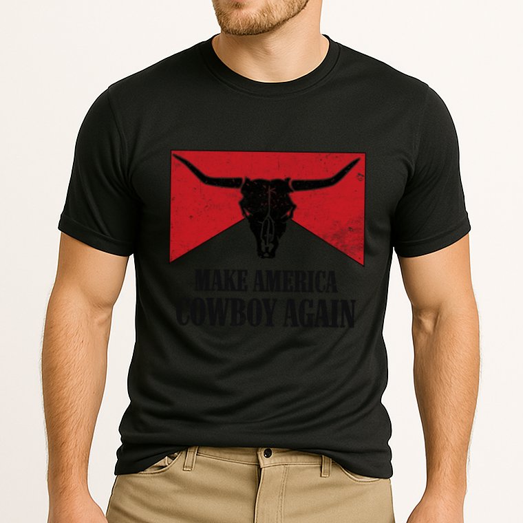 Retro Bull Skull Western Life Makes America A Cow Again Gift Cooling Performance Crew T-Shirt