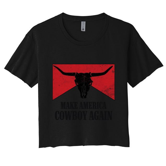 Retro Bull Skull Western Life Makes America A Cow Again Gift Crop Top