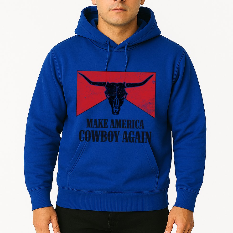 Retro Bull Skull Western Life Makes America A Cow Again Gift Hoodie