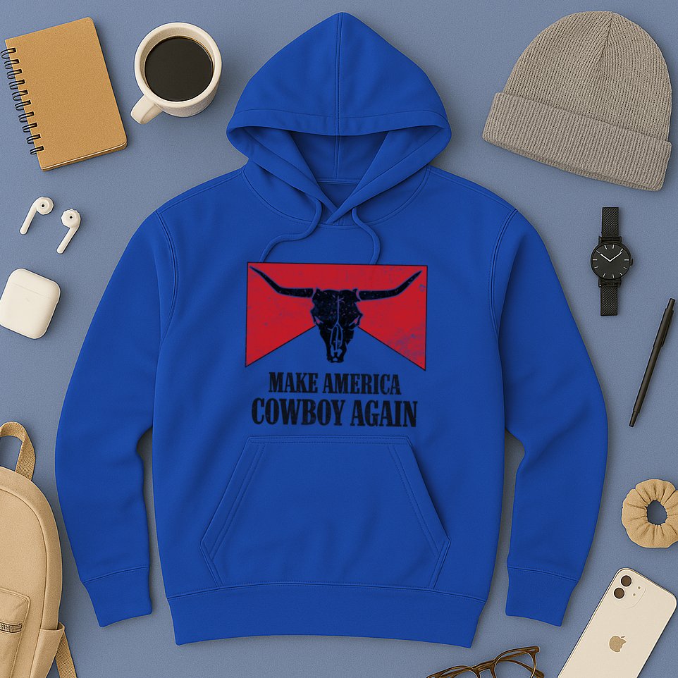 Retro Bull Skull Western Life Makes America A Cow Again Gift Hoodie