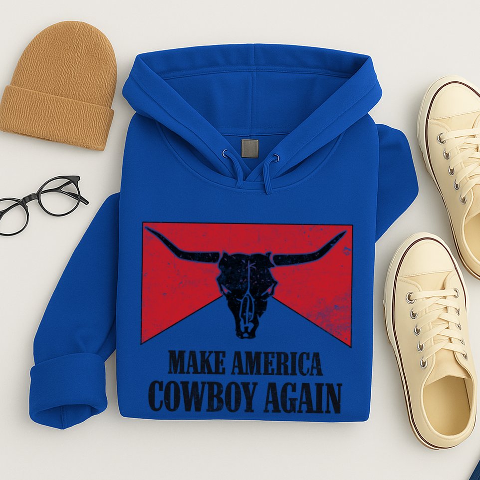 Retro Bull Skull Western Life Makes America A Cow Again Gift Hoodie