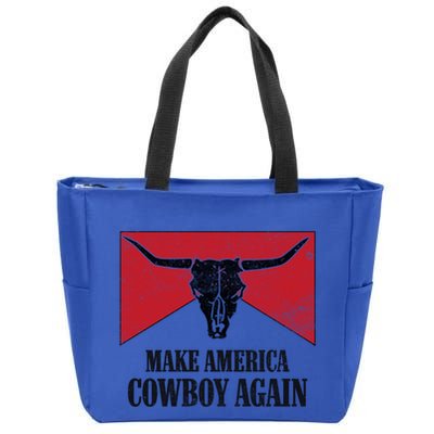 Retro Bull Skull Western Life Makes America A Cow Again Gift Zip Tote Bag