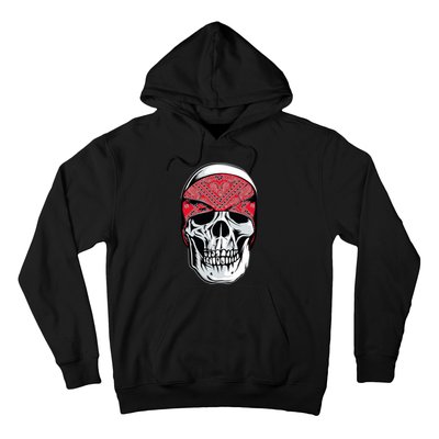 Red Bandana Skull Gangster Og Biker Graphic Skull Face Hoodie