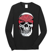 Red Bandana Skull Gangster Og Biker Graphic Skull Face Long Sleeve Shirt