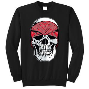 Red Bandana Skull Gangster Og Biker Graphic Skull Face Sweatshirt