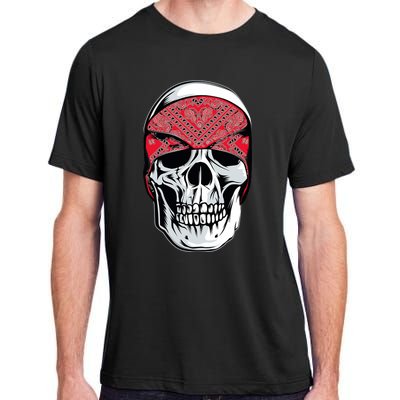 Red Bandana Skull Gangster Og Biker Graphic Skull Face Adult ChromaSoft Performance T-Shirt