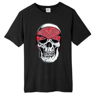 Red Bandana Skull Gangster Og Biker Graphic Skull Face Tall Fusion ChromaSoft Performance T-Shirt