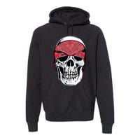 Red Bandana Skull Gangster Og Biker Graphic Skull Face Premium Hoodie