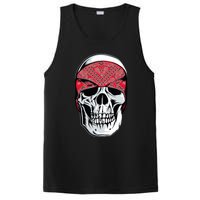 Red Bandana Skull Gangster Og Biker Graphic Skull Face PosiCharge Competitor Tank