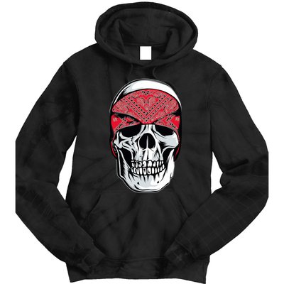 Red Bandana Skull Gangster Og Biker Graphic Skull Face Tie Dye Hoodie