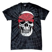 Red Bandana Skull Gangster Og Biker Graphic Skull Face Tie-Dye T-Shirt