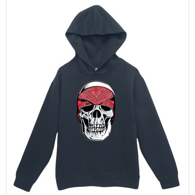 Red Bandana Skull Gangster Og Biker Graphic Skull Face Urban Pullover Hoodie