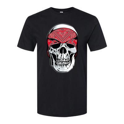 Red Bandana Skull Gangster Og Biker Graphic Skull Face Softstyle CVC T-Shirt