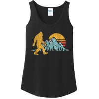 Retro Bigfoot Silhouette Mountain Sun Ladies Essential Tank