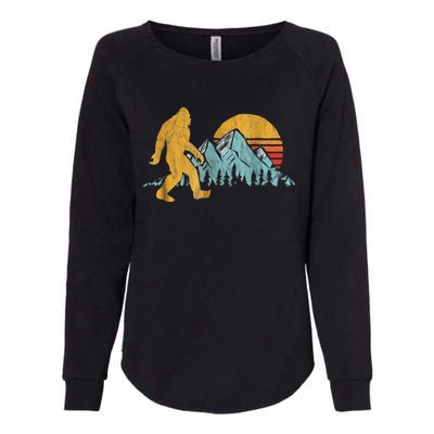 Retro Bigfoot Silhouette Mountain Sun Womens California Wash Sweatshirt