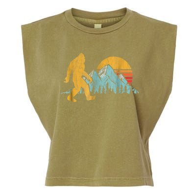 Retro Bigfoot Silhouette Mountain Sun Garment-Dyed Women's Muscle Tee