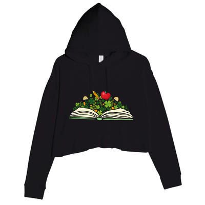 Reading Book St Patricks Day Reader Bookish Bibliophile Crop Fleece Hoodie