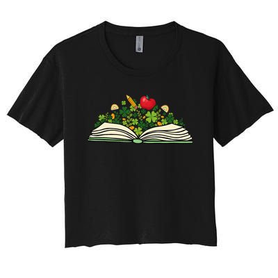 Reading Book St Patricks Day Reader Bookish Bibliophile Women's Crop Top Tee